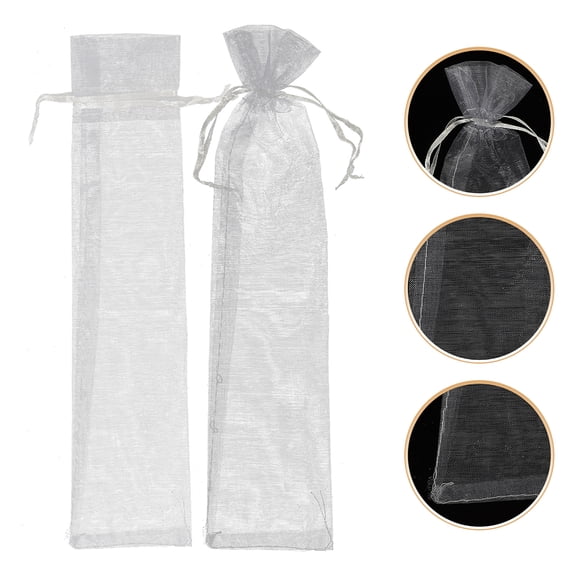 OULII 10Pcs Plated Silver Organza Pouches for Multi Use Storage and Folding Fans