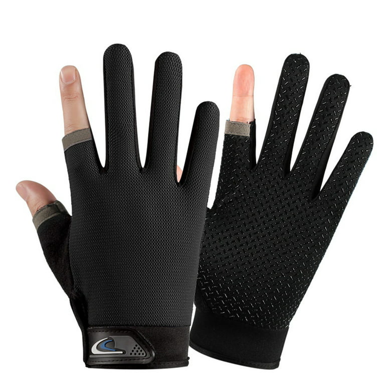 MWstore 1 Pair Fishing Gloves Anti-Slip Breathable Two Finger Cut