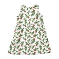 thumbnail image 3 of Girls Dress Christmas Green Pine Branches Bow Sleeveless Dress for Girls Hem A-Line Casual Sundress, 3 of 7