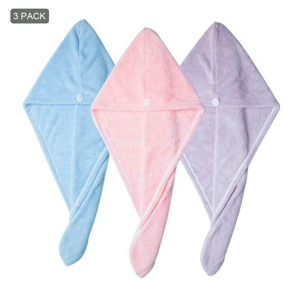 3 Pack Microfiber Hair Towel Hair Drying Towels Turban Anti
