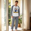 thumbnail image 5 of Raglan Long Sleeve Halloween Pajama Top Matching Straight Leg Sleep Pants Drawstring Elastic Waist Loungewear For Men, 5 of 6