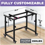 Liquid Stands 3 Tier Keyboard Stand w/ Wheels Music Studio Desk for 49-88 Key Pianos - Steel Rolling Home Recording Studio Workstation DJ Table