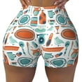 thumbnail image 2 of Fuzoiu Cute Tableware Print Women's Workout Shorts,Workout Biker Shorts Women,Exercise Fitness Shorts,Scrunch Short, Athletic Shorts for Gym Yoga Running Sport Active-X-Large, 2 of 8