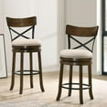 thumbnail image 6 of Furniture of America Shae Wood Swivel 24" Barstool in Live Edge Oak (Set of 2), 6 of 7
