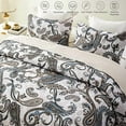 thumbnail image 3 of Reversible Printed Quilts Queen Size, Extra Soft Boho Paisley Floral Bedspreads for Bed Lightweight Full Queen Quilt Bedding Set Coverlets with 2 Pillow Shams for All Seasons, Bone Grey, 3 of 5