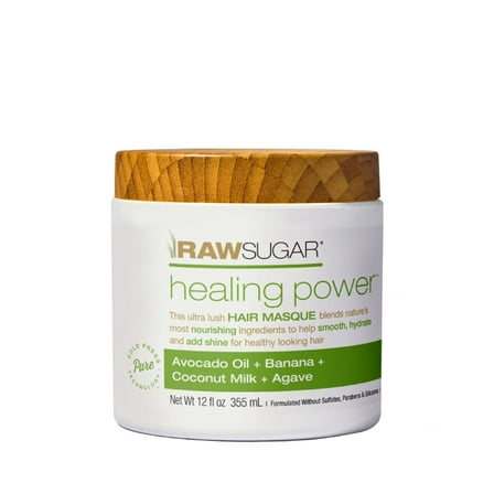 Raw Sugar Healing Power Hair Masque with Avocado Oil, Banana, Coconut Milk, and Agave - 12 fl oz