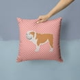 thumbnail image 2 of Carolines Treasures BB3662PW1414 English Bulldog Checkerboard Pink Fabric Decorative Pillow, 2 of 4