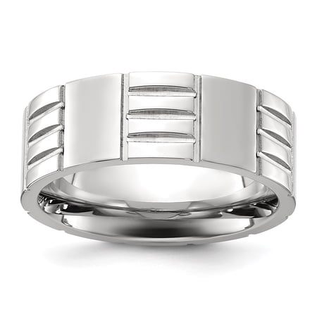 Auriga Fine Jewelry Titanium Brushed and Polished Grooved 8mm Men s Band
