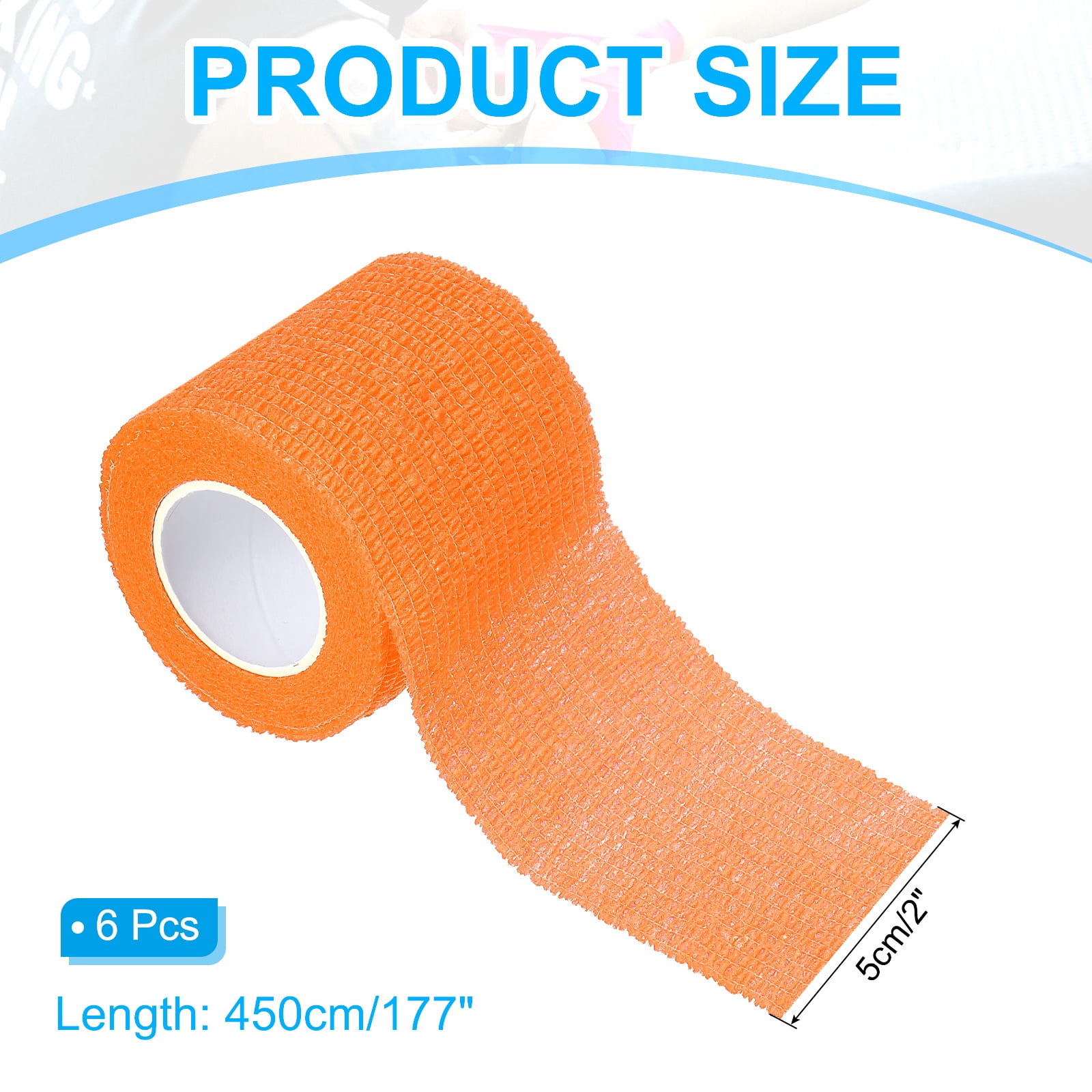 Uxcell Self Adhesive Bandage Wrap, Elastic Self Breathable Self Adherent Wrap Tape for Stretch Athletic Use Bright Orange