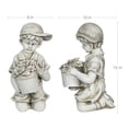 thumbnail image 5 of Exhart Solar Boy with Flower Pot Garden Statuary, 15 inch, Resin, Natural, 5 of 7