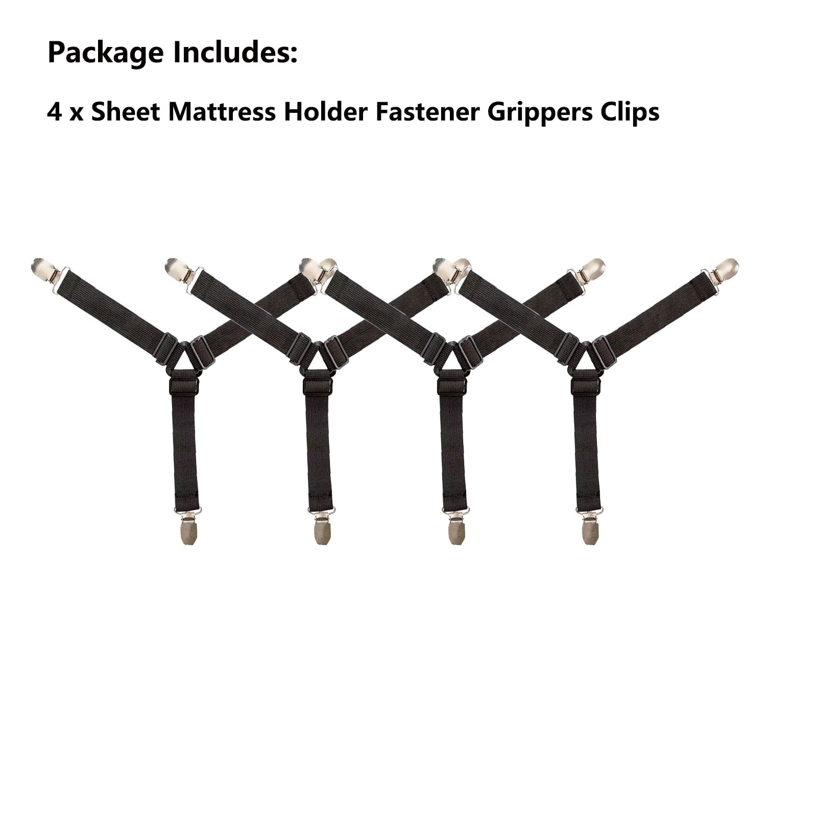 4X Bed Suspender Strap Mattress Fastener Holder Triangle Grippers Sheet Clips 