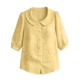 thumbnail image 3 of Vrorvz Printed Top Womens 3/4 Sleeve Button down Collared Tops Summer Business Blouses Casual Work Outfit, 3 of 5