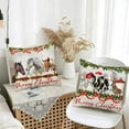 thumbnail image 4 of Merry Christmas Animal Pillow Covers 18 x 18 Inch Set of 2 Farmhouse Antelope Cow Reindeer Horse with Mistletoe Decorative Throw Pillow Cases Cushion Cover for Sofa Couch, 4 of 5