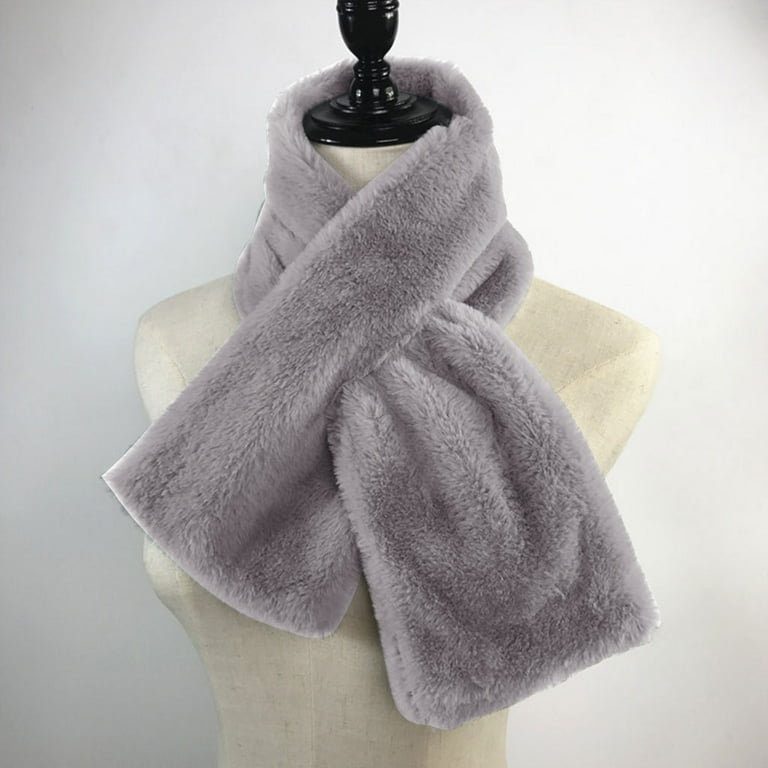 Winter Faux Fur Warm Furry Pull Through Scarf Neck Warmer Cross