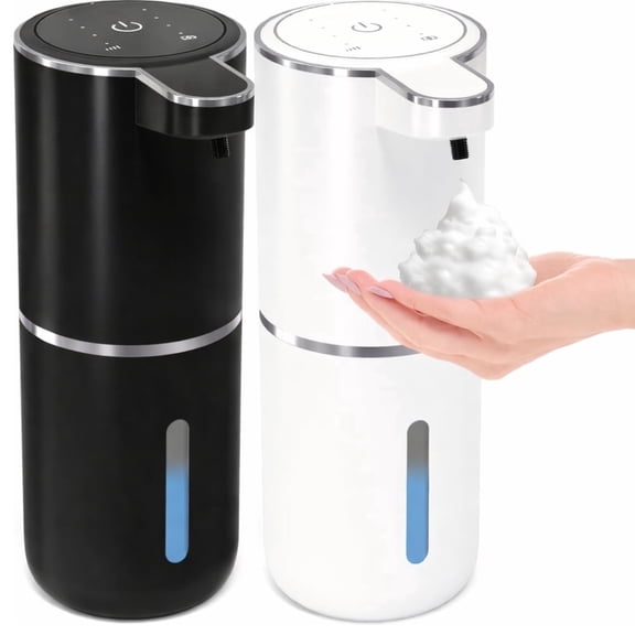 1pc Black 380ml Automatic Foam Soap Dispenser - Touchless Infrared Sensor USB Rechargeable Wall-Mounted Smart Display Hand Washer for Bathroom Kitchen