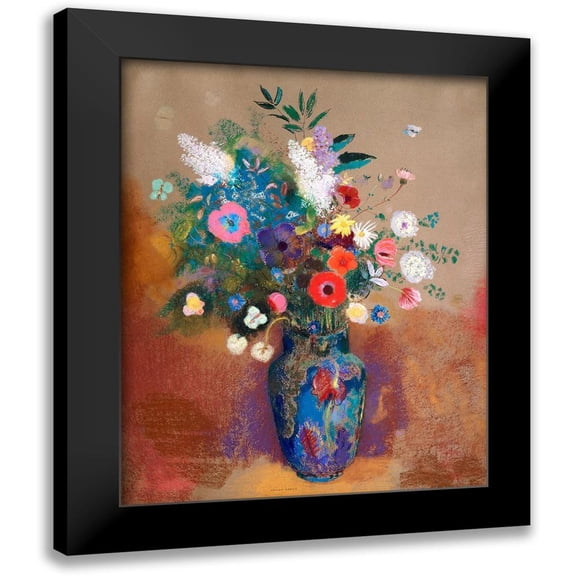 Redon, Odilon 12x14 Black Modern Framed Museum Art Print Titled - Bouquet of Flowers
