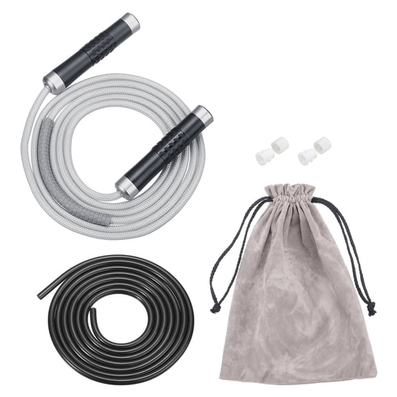 Uxcell Weighted Jump Rope 0.9LB Workout Speed Skipping Rope 9mm Fabric Cotton & 9mm Solid Rope Gray