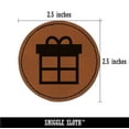 thumbnail image 2 of Present Gift Box Birthday Christmas Holiday 2.5" Faux Leather Round Engraved Iron-On Patch - Brown, 2 of 6