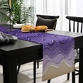 thumbnail image 4 of Purple Ocean Waves Cotton Linen Table Extra Long Runner 13 x 120 inch Beach Ocean Ombre Stripes Art Non-slip Rectangular Dining Table Decor for Wedding Party Holiday Dinner, 4 of 8