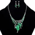 thumbnail image 2 of enjoywould 1 Ensemble Dangle Boucles d'Oreilles Huile-Chute Multicouches Croisées Strass Émail Feuille Déclaration Collier Kit Bijoux de Mode, 2 of 5
