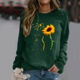 thumbnail image 2 of Womens Sweatshirt Trendy Round Neck Raglan Long Sleeved Retro Super Dandelion Cat Print Fall Outwear,Green,M, 2 of 5