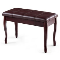Giantex Piano Bench Stool, Heavy Duty Piano Duet Seat w/Padded Cushion, Music Storag & Solid Wooden Legs, Brown