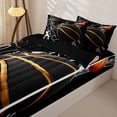 thumbnail image 3 of Castle Fairy Basketball Print Zipper Twin Comforter Sets with Fitted Sheet and 2 Pillowcases, Hoop Silhouette Pattern Zipper Bedding Set, Black Gold White,4-Piece,Black Reversible, 3 of 6