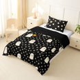 thumbnail image 2 of Feelyou Cute Halloween Ghost Twin Comforter Sets, Kawaii Polkadot Flower Bedding Set, Black Reversible, 2pcs, 1 Comforter and 1 Pillowcase, 2 of 7