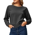 thumbnail image 5 of Plebaso Cropped Sweatshirt for Women Casual Long Sleeve Pullover Loose Womens Comfortable Crewneck Tops, 5 of 7