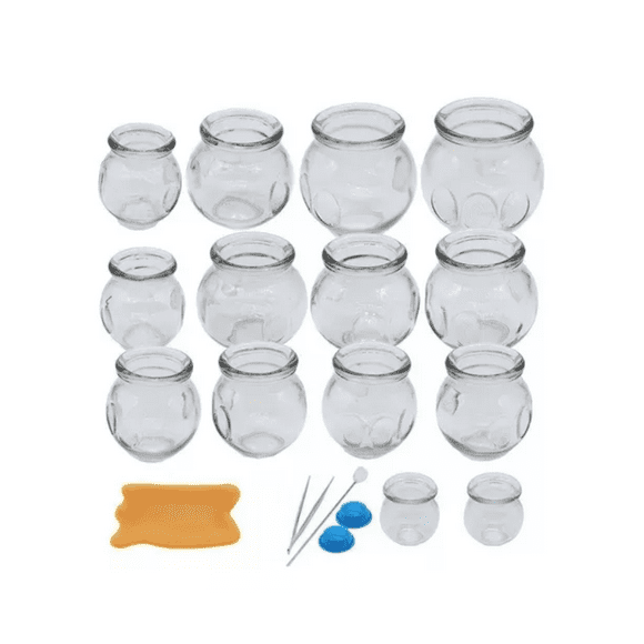 Ventosas Terapeutica Vidrio Relajación Adelgazamiento Kit 16, Transparente