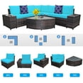 thumbnail image 4 of Patiojoy 6-Piece Outdoor Rattan Conversation Set Sectional Sofa Set with Arc-Shaped Table Turquoise, 4 of 6