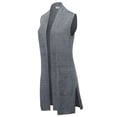 thumbnail image 2 of A2Y Women's Open Front Long Sleeveless Draped Side Pockets Vest Knit Sweater Heather Grey XL, 2 of 3
