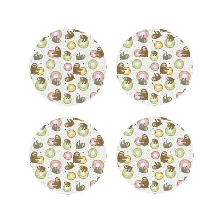 

Tideii Donut Sloth for Leather Coasters 4 Pieces Anti-fouling and Anti-scalding Decorative Coasters Suitable for Restaurants Kitchens Coffee Shops-Round Shape