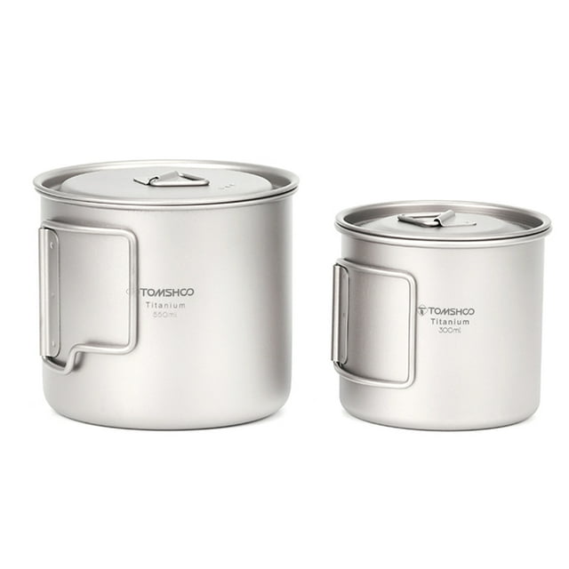 Taza de titanio ultraligera TOMSHOO, portátil para exteriores, 2 uds, juego de tazas, 300 ml, 550 ml Abanopi Copa de titanio