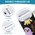 thumbnail image 3 of Yayeee 30oz Stainless Steel Tumbler with Straw and Handle Double-Wall Insulated Travel Water Bottle, Yellow Halloween Ghosts, 3 of 8