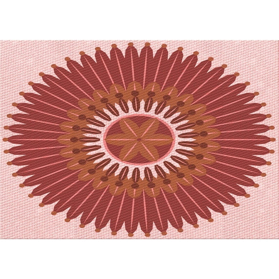 Ahgly Company Indoor Rectangle Patterned Pastel Pink Area Rugs, 7' x 9'