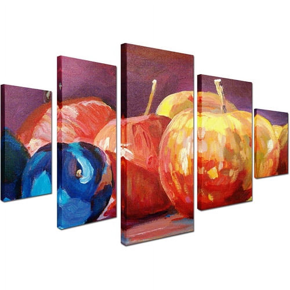 Trademark Fine Art "Ripe Plums and Apples" Canvas Art Set by David Lloyd Glover, 5pc Panel Set, 58" x 34"