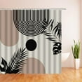 thumbnail image 4 of Black Boho Mid Century Shower Curtain Modern Minimalist Geometric Abstract Sun Arch Terracotta Aesthetic Fabric Bathroom Curtain with Hook, 4 of 4