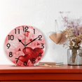 thumbnail image 2 of GZHJMY Chic Creative Red Hearts Flower Valentine Wedding Pattern Round Wall Clock, 9.5 Inch Battery Operated Quartz Analog Quiet Desk Clock for Home,Office,School, 2 of 4