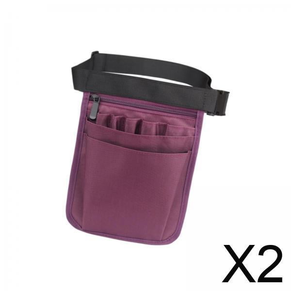 2xNurse Riñonera Práctica Bolsa De Enfermera Con Múltiples Compartimentos Para Tijeras Pluma Herramienta Púrpura