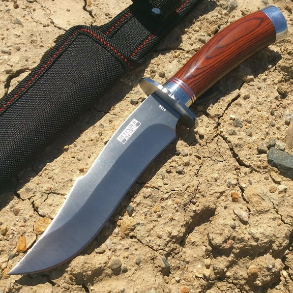 Defender-Xtreme 10" Hunting Knife Stainless Steel Blade with Wood Handle 8156