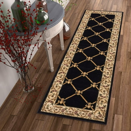 French Trellis Patrician Trellis Black French European Formal Traditional 3x12 (2'7