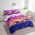 thumbnail image 3 of Manfei Wildlife Elephant 7 Pieces Bedding Comforter Set,Exotic Style Full Bedding Set Lightweight,Purple Pink Fitted Sheet Flat Sheet,Super Cozy Animal Bedroom Decorative,Reversible, 3 of 7