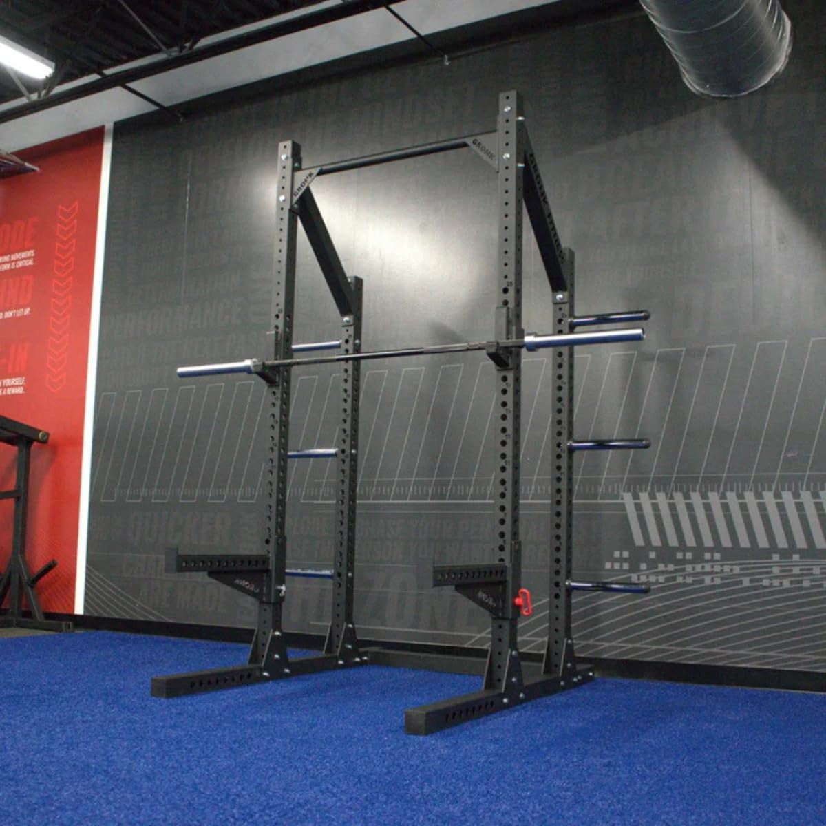 Gronk Fitness Commercial Half Rack Power Rack | Supports Up To 1000 lbs | Includes J-Hooks and Spotter Arms | Perfect for Squat, Bench, Deadlift, and More | Extended Base for Stability