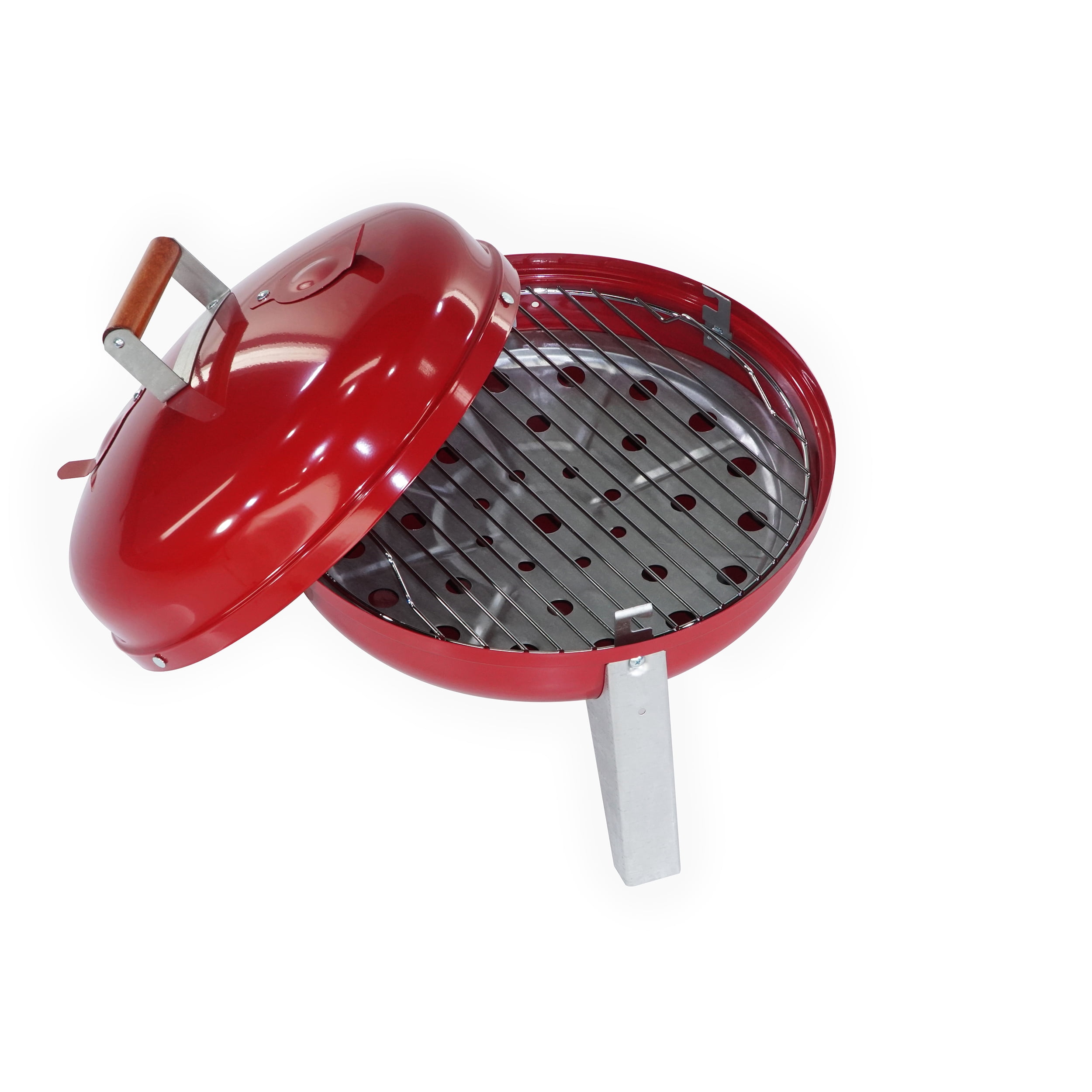 Americana Lock 'N Go Portable Steel Charcoal Grill, 176 Sq. In. Cooking Area, Red