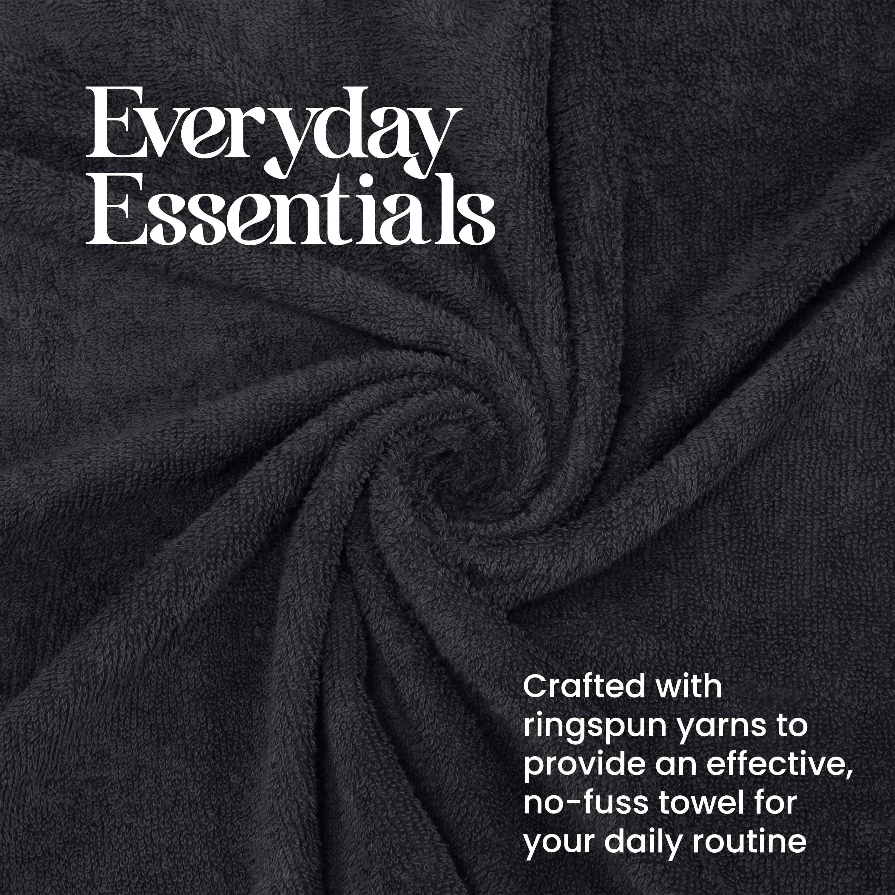 Utica 6-Piece Towel Set | 100% Cotton Soft & Absorbent Everyday Towels | Black