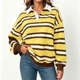 thumbnail image 4 of Fanshiluo Women's Drop Shoulder Collared Striped Sweatshirt, Contrast Loose Long Sleeve Pullover Top,Size S-2XL, 4 of 7