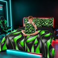 thumbnail image 3 of Manfei Black Bright Green Full Size Bedding Sets, Gradient Wave Striped Full Size Bed in a Bag, Black Reversible 7-Piece, 3 of 6