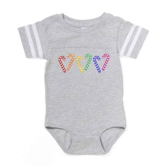 CafePress - Candy Canes Rainbow_Tr - Cute Infant Baby Football Bodysuit