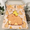 thumbnail image 2 of Homewish Kawaii Brown Capybara Twin Sheet Sets,Cute Yellow Duck Twin Fitted Sheet,Cartoon Animal 03 For Girl Boys,Luxury Bedroom Decor,3 Pieces, 2 of 7